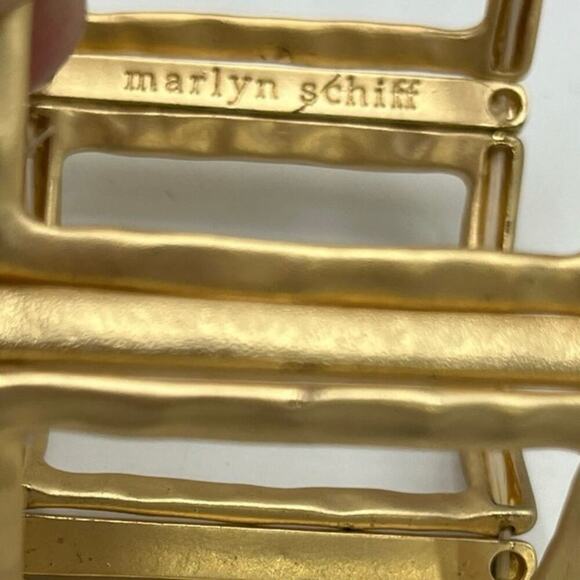 Marlyn Schiff Gold Tone Wide Open Stretch Hammered Bracelet - Picture 4 of 4